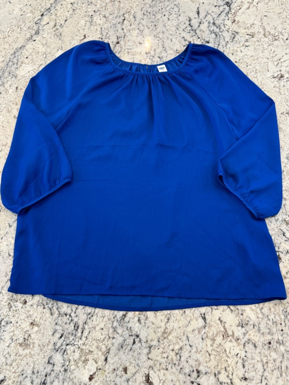 Old Navy Royal Blue Blouse Size Large Flowy 3/4 Sleeve Top - Picture 4 of 11